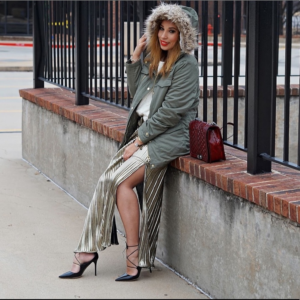 Green Hooded Parka with Fur
